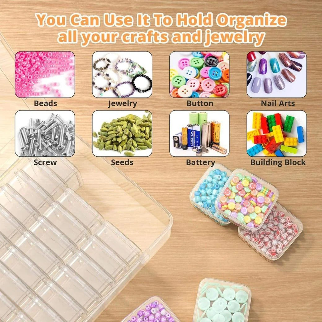 Preffers Large Clear Plastic Organizer Boxes – 30-Pack Folding Mini Bead Storage Cases