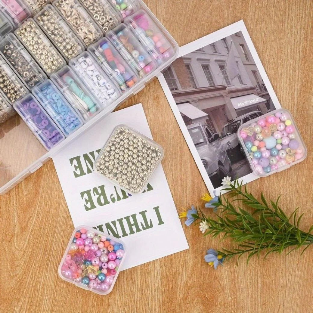 Preffers Large Clear Plastic Organizer Boxes – 30-Pack Folding Mini Bead Storage Cases