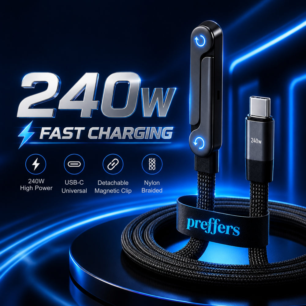 2 in 1 USB C Fast Charging Cable with Foldable Phone Stand | 240W Type C to Type C Gaming & Data Transfer Cable
