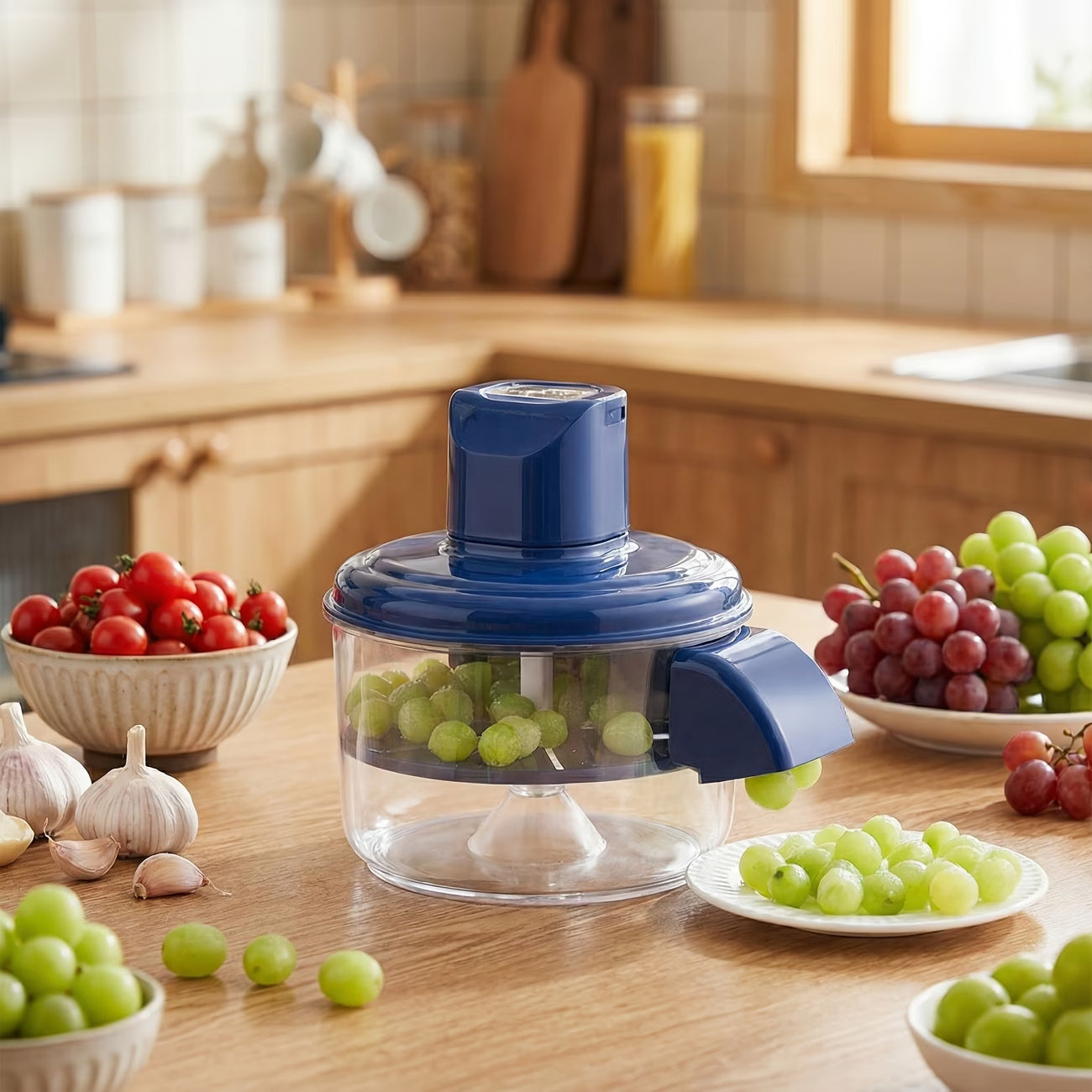 Preffers Electric Grape Peeling Machine – USB Rechargeable Automatic Fruit & Garlic Peeler with 5 Stainless Steel Blades