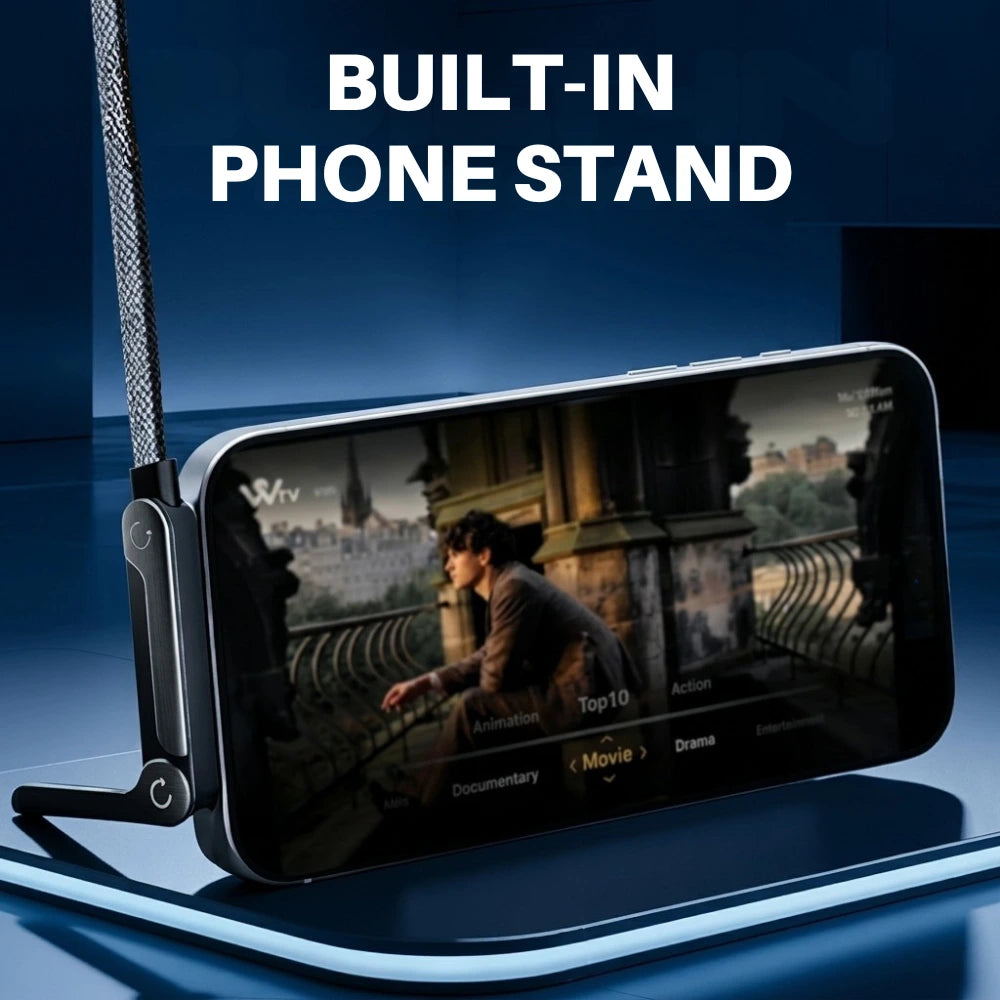 2 in 1 USB C Fast Charging Cable with Foldable Phone Stand | 240W Type C to Type C Gaming & Data Transfer Cable
