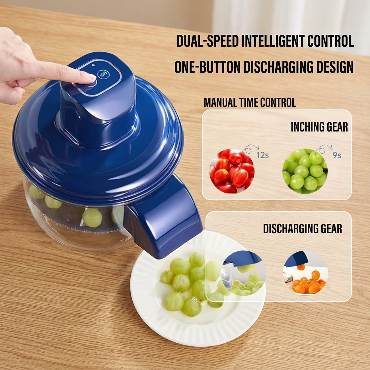 Preffers Electric Grape Peeling Machine – USB Rechargeable Automatic Fruit & Garlic Peeler with 5 Stainless Steel Blades