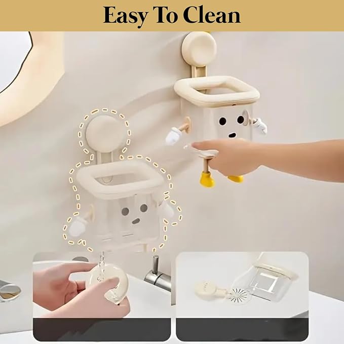 StickoBuddy No-Drill Suction Wall Storage Pod – Cute Bathroom Organizer for Toothbrush, Cosmetics & Small Essentials