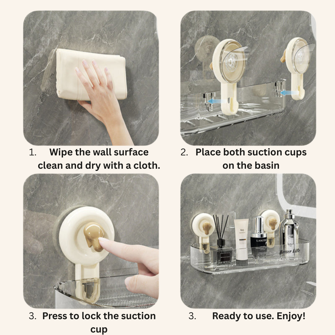 Preffers® Multi-Purpose Transparent Suction Cup Storage Shelf