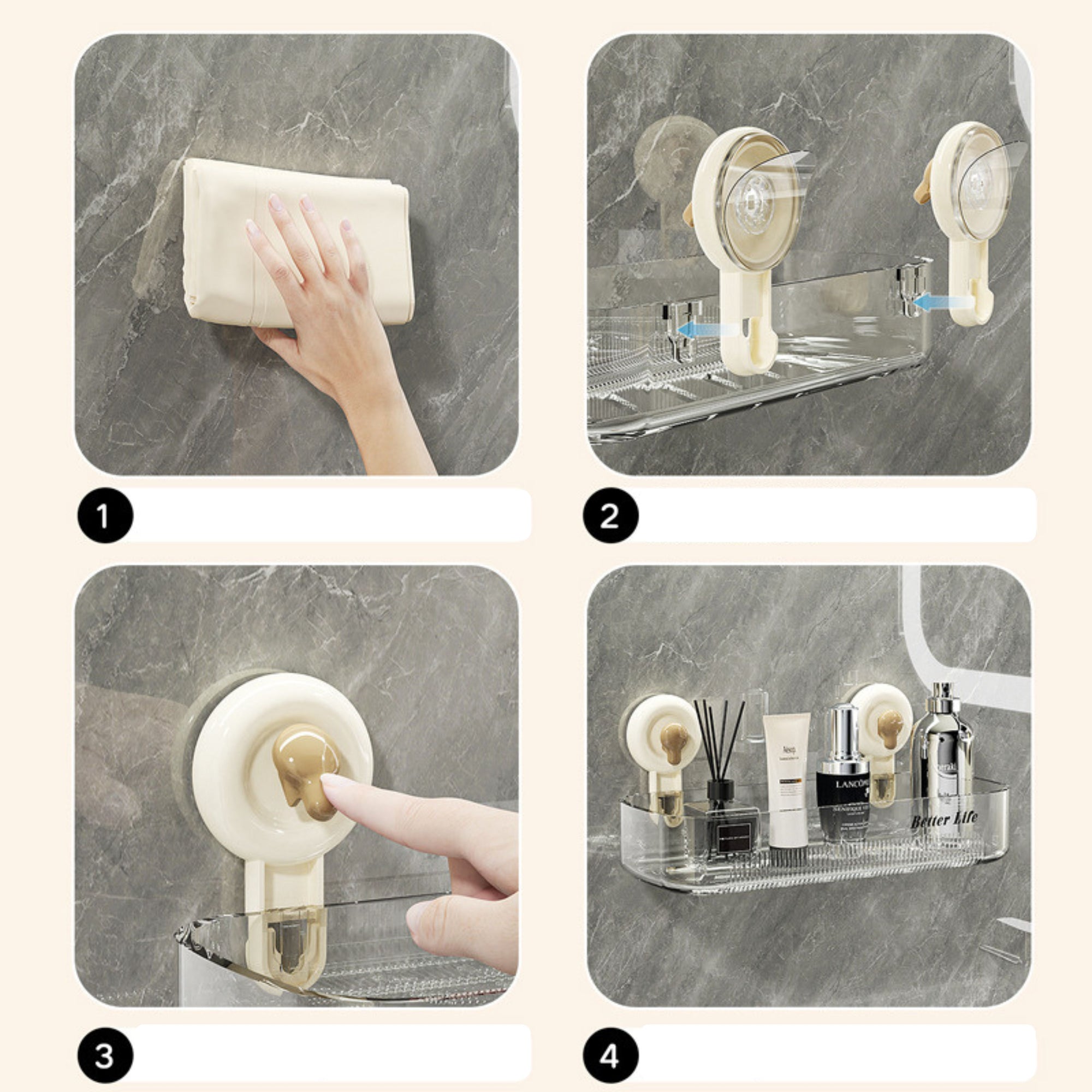 Preffers® Multi-Purpose Transparent Suction Cup Storage Shelf