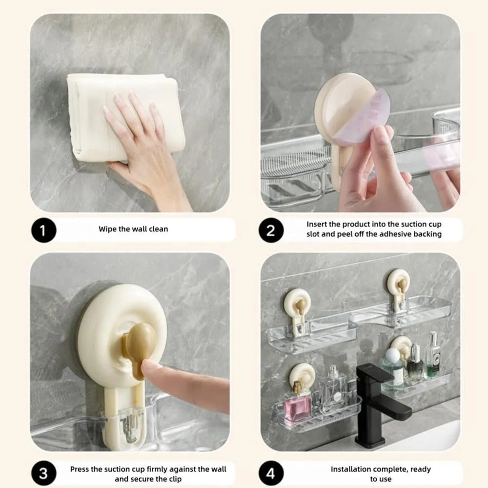 Preffers® Transparent Multifunctional Bathroom Storage Basket Wall-Mounted Organizer