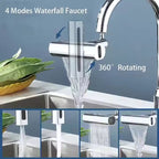PREFFERS 4 Modes Waterfall Kitchen Faucet