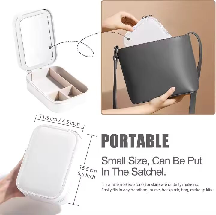 PREFFERS JEWELLERY BOX WITH LED MIRROR AND PORTABLE
