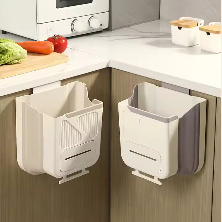 PREFFERS 2 PCSEcoFold Hanging Trash Can for Kitchen Cabinet Doors – Space-Saving & Collapsible Design