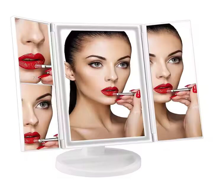 PREFFERS Tri-fold Makeup Mirror with Lights