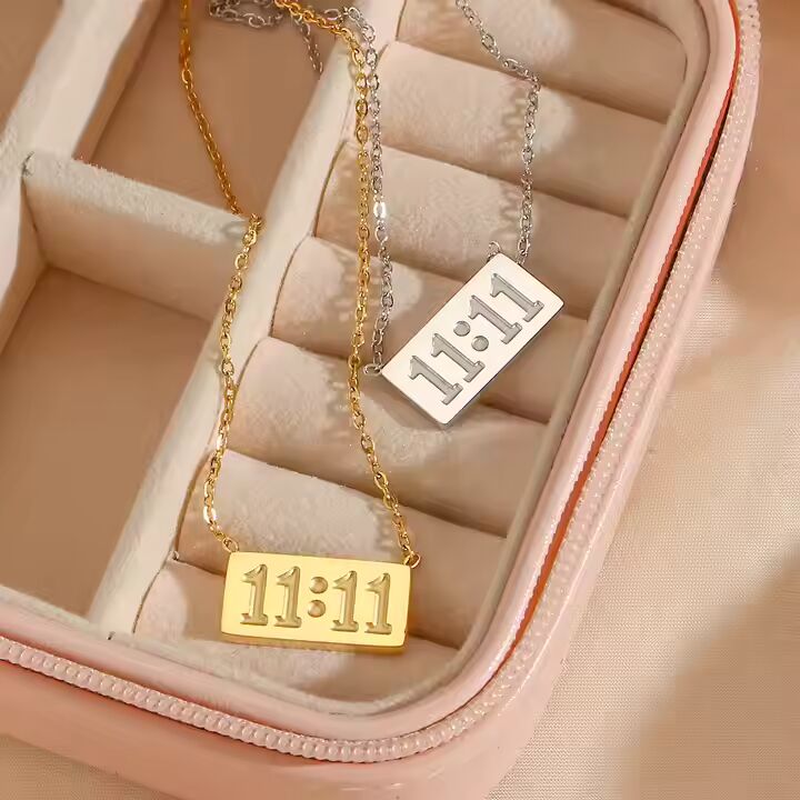 Preffers® Gold Plated Stainless Steel Angel Number Necklace – Meaningful Jewelry Set