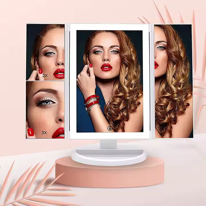 PREFFERS Tri-fold Makeup Mirror with Lights