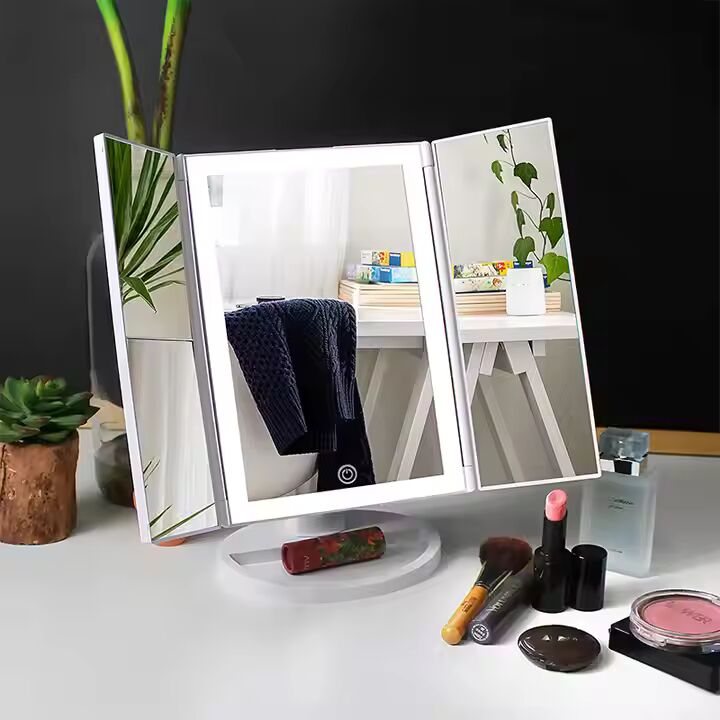 PREFFERS Tri-fold Makeup Mirror with Lights