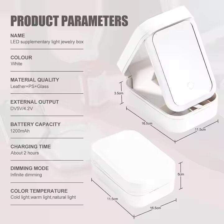 PREFFERS JEWELLERY BOX WITH LED MIRROR AND PORTABLE