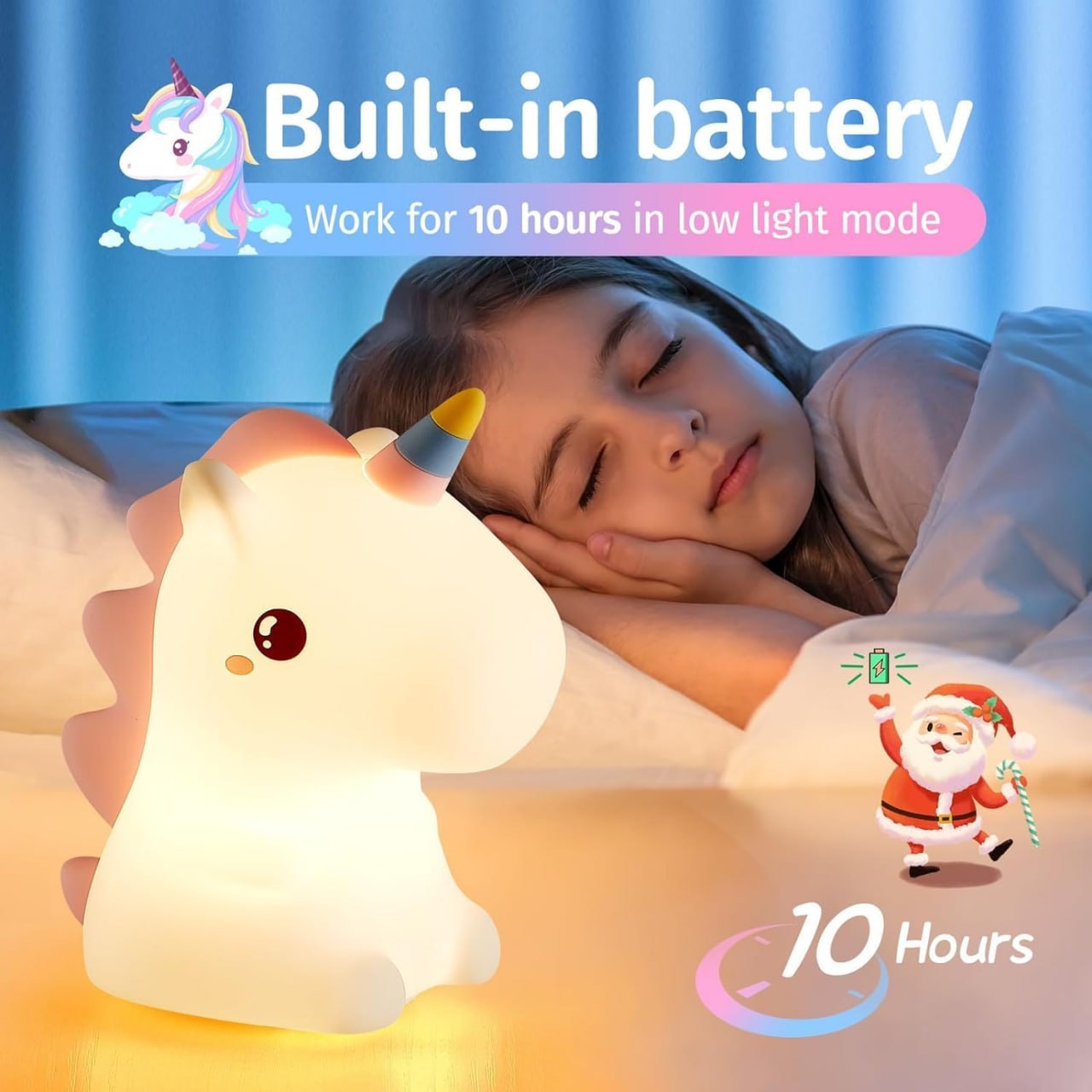 PREFFERS Silicone Unicone Night Light Rechargeable Led Lamp