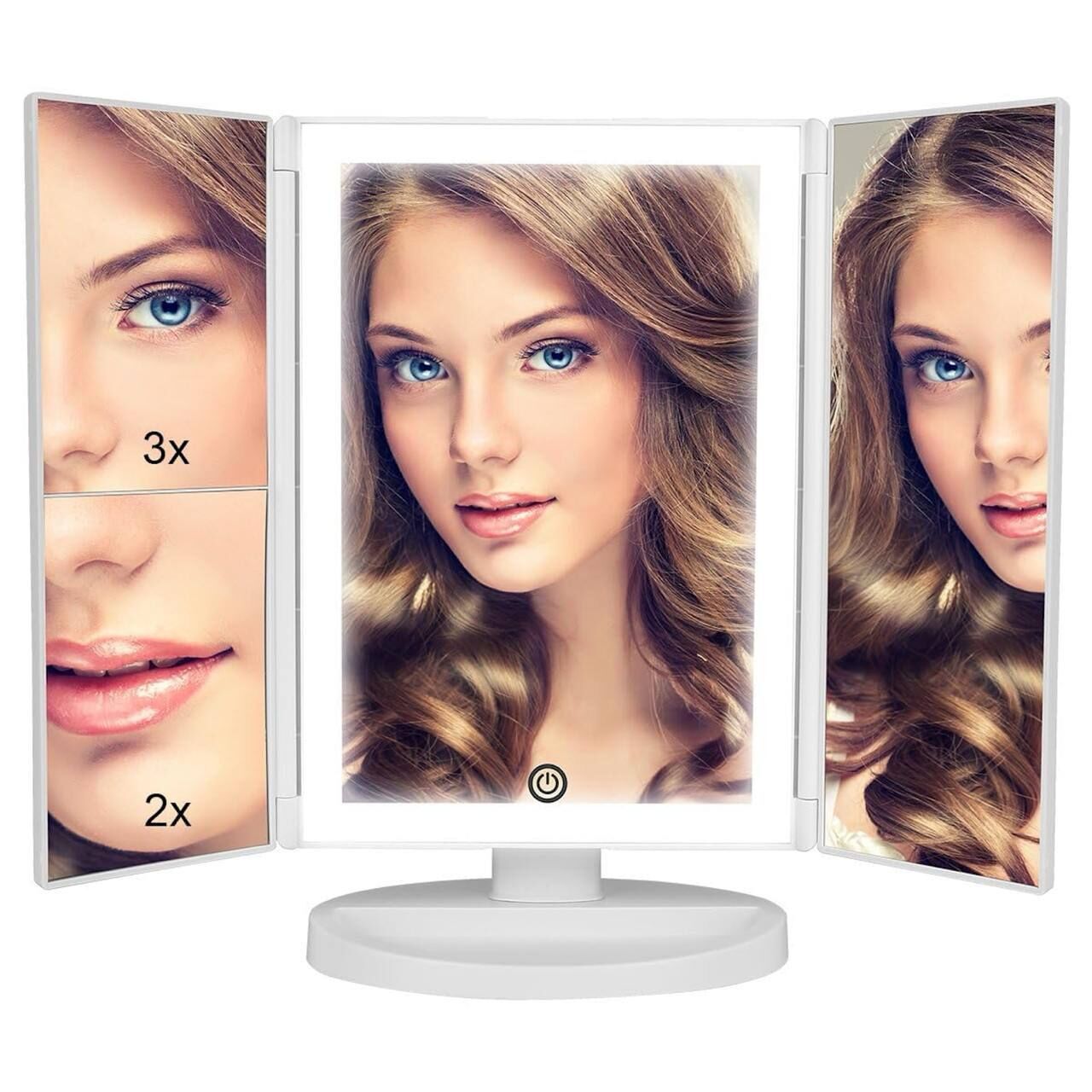 PREFFERS Tri-fold Makeup Mirror with Lights