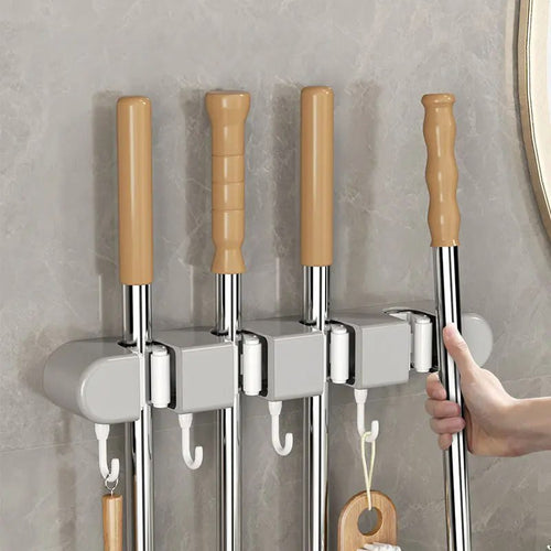 PREFFERS WALL MOUNTED MOP HOLDER WITH HANGER
