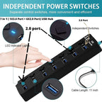 PREFFERS 7 PORT USB HUB