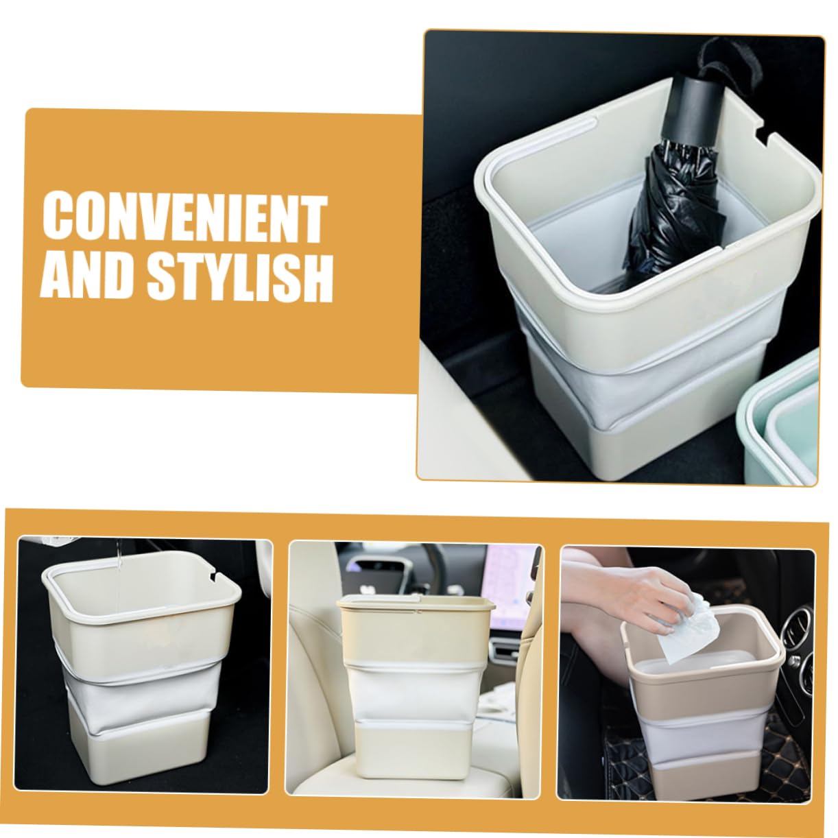 PREFFERS Car Trash Can Portable Foldable Garbage Basket
